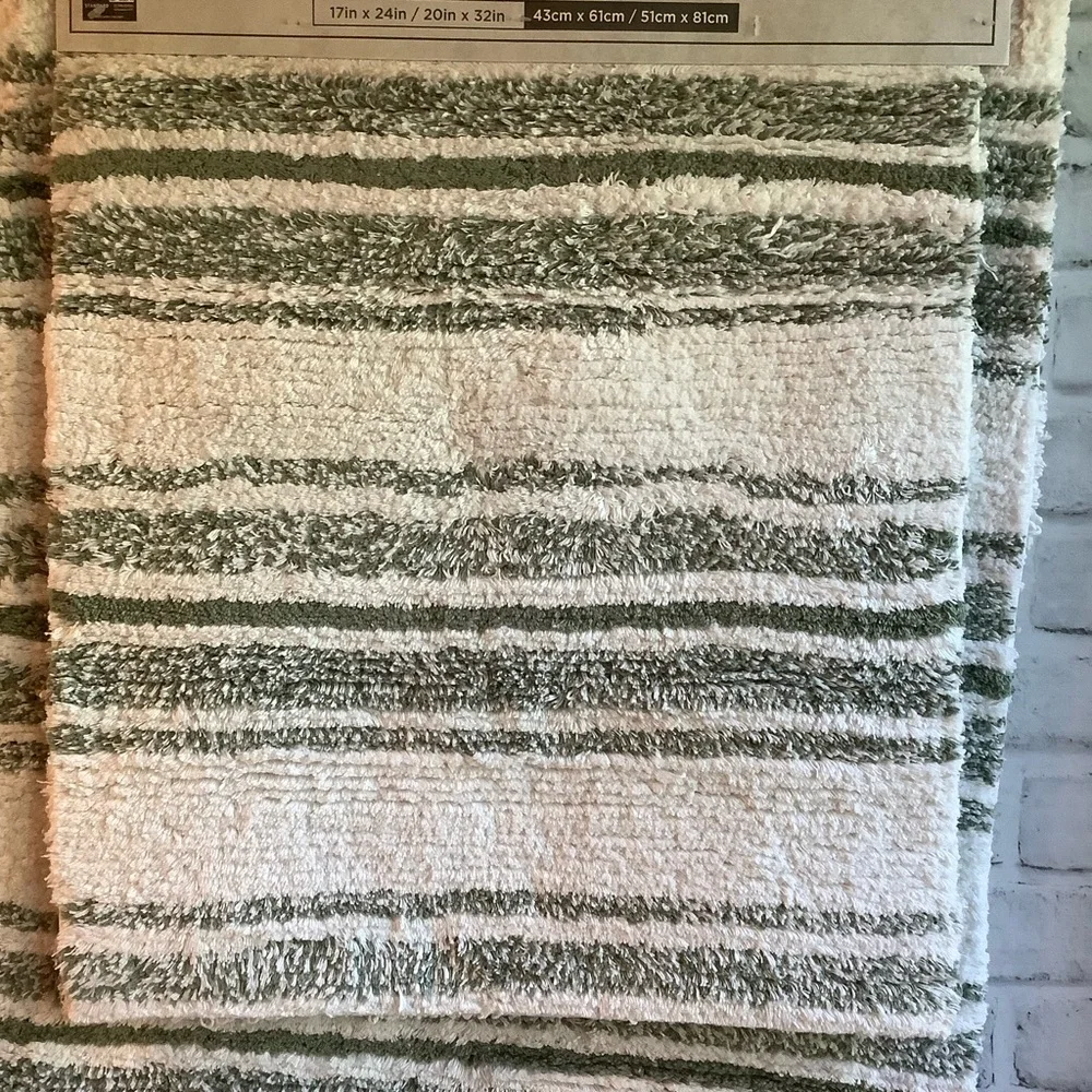 VALENCIA COLLECTION 2 Pc Striped Bath Rug Set - Sea Spray